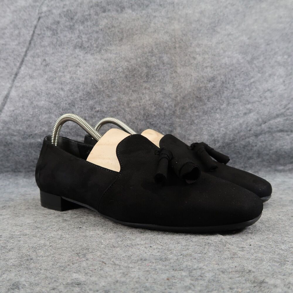 Eric Michael Shoes Womens 39 Loafer Tassel Fashion Career Classic Leather Black
